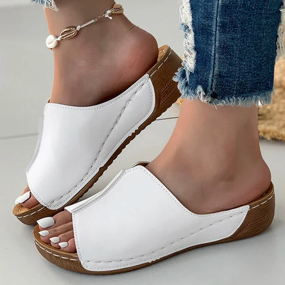 Stitched Edge Women Summer Wedge Sandals