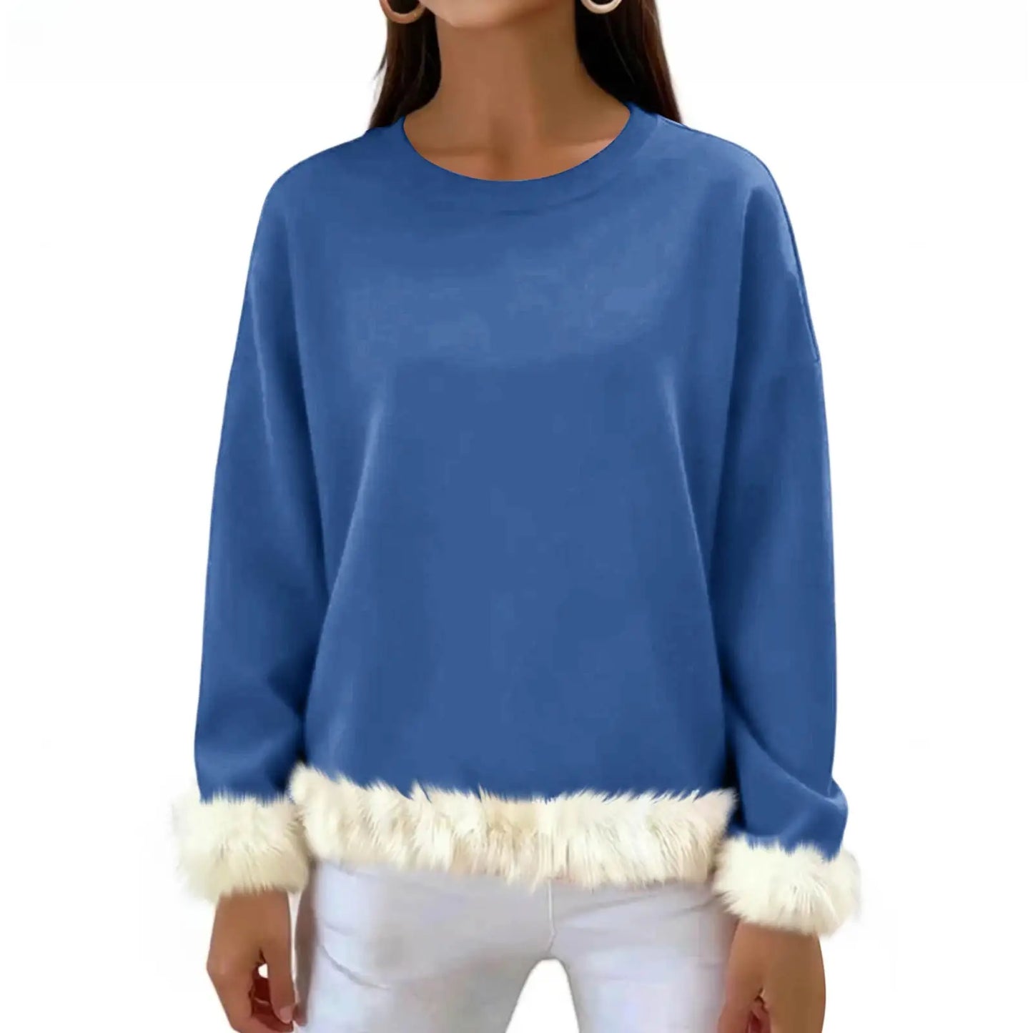Women O Neck Casual Solid Color Sweaters