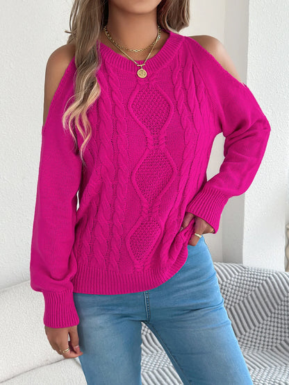 Womens Lantern Sleeve Open Shoulder Sweaters