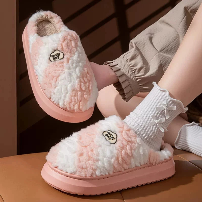 Womens Warm Plush Indoor Slippers
