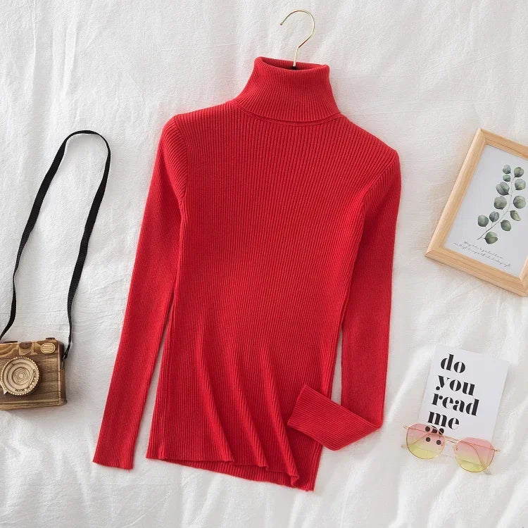 Timeless Basic: Solid Cashmere-Blend Turtleneck Jumper