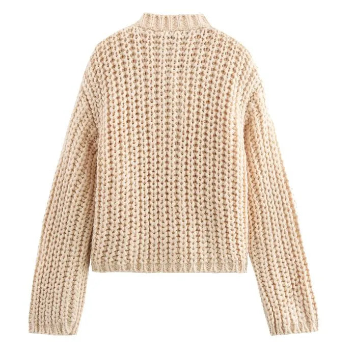 Casual Button Pocket Knitted Cardigan Autumn Winter Korean Fashion Women Tops Loose Knit Coat Sweater Outerwear Clothing