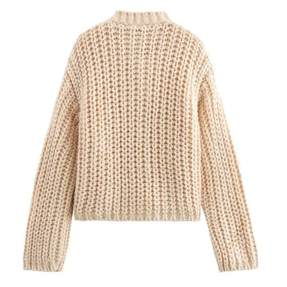 Casual Button Pocket Knitted Cardigan Autumn Winter Korean Fashion Women Tops Loose Knit Coat Sweater Outerwear Clothing