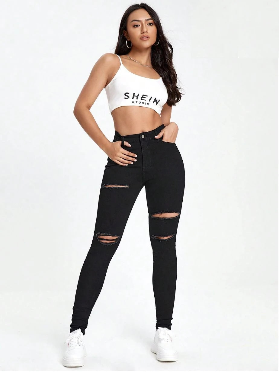 Ripped Skinny Denim Pants