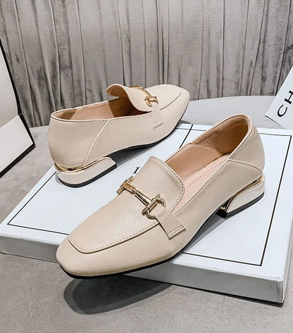 Classic Elegant Style Low Heel Women Loafer Shoes