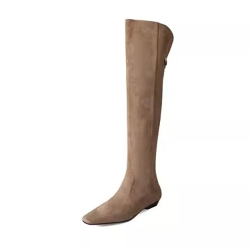 Long Knee High Suede Designer Zipper Winter Boots For Women