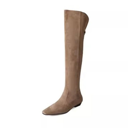 Long Knee High Suede Designer Zipper Winter Boots For Women