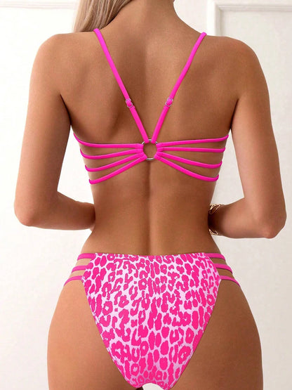 Leopard Print Strappy Side Scoop Bikini Aesthetic