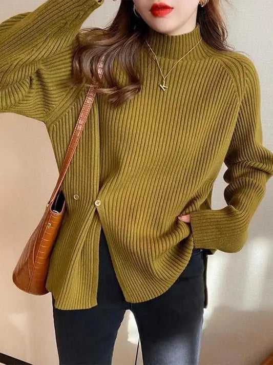 New Women S Pullover Sweater Off Shoulder Sexy Turtleneck Long Sleeve Casual Autumn Winter Blouse Top