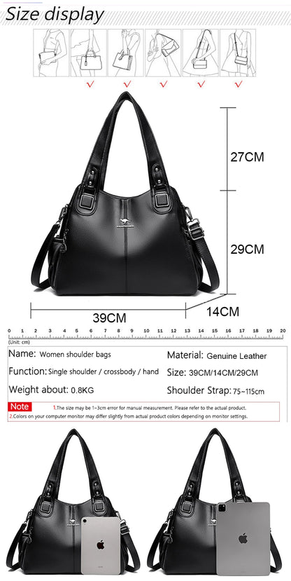 Genuine Leather Soft Designer Large Capacity Handbags For Women