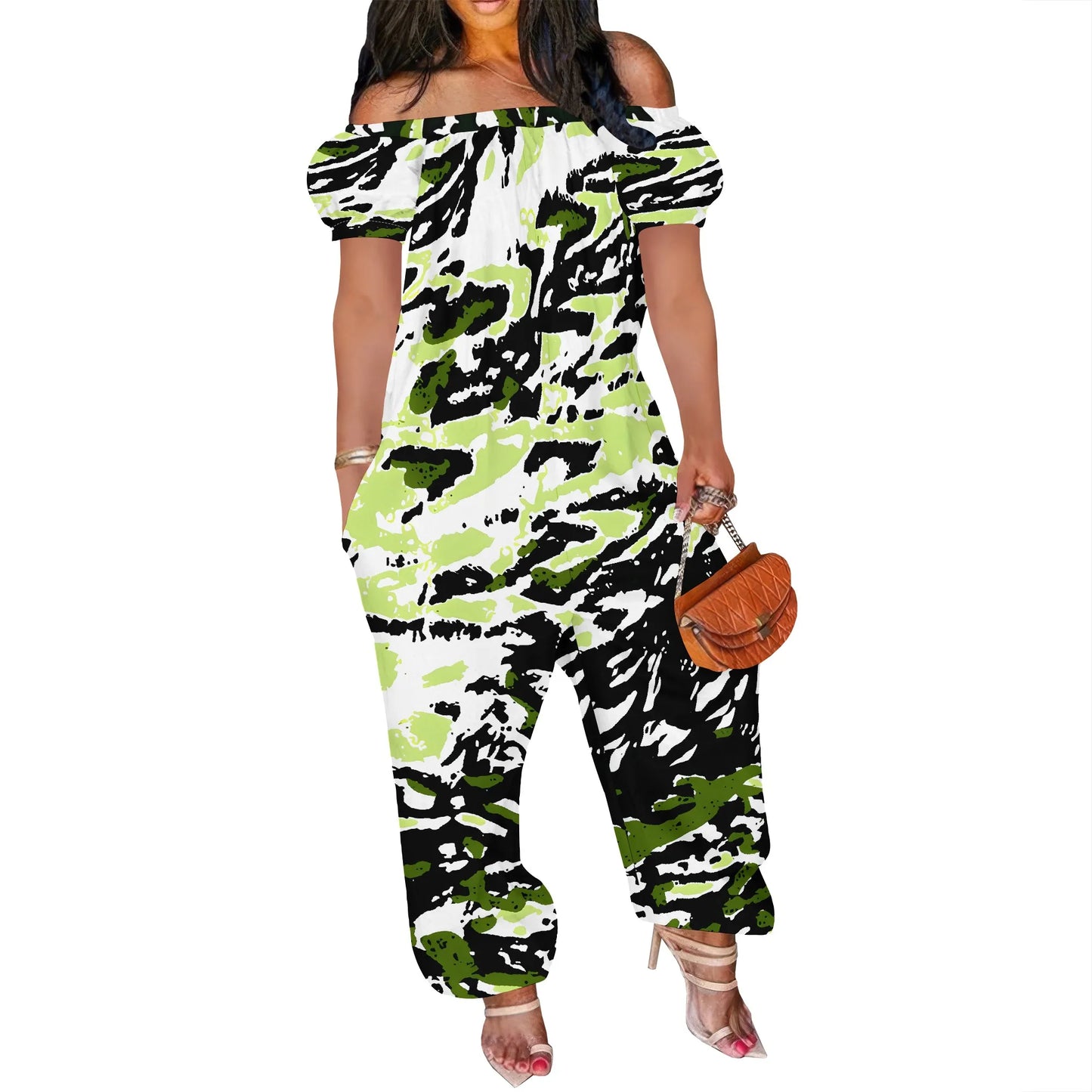 Sporty Summer: Off-Shoulder Short-Sleeve Romper