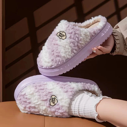 Womens Warm Plush Indoor Slippers
