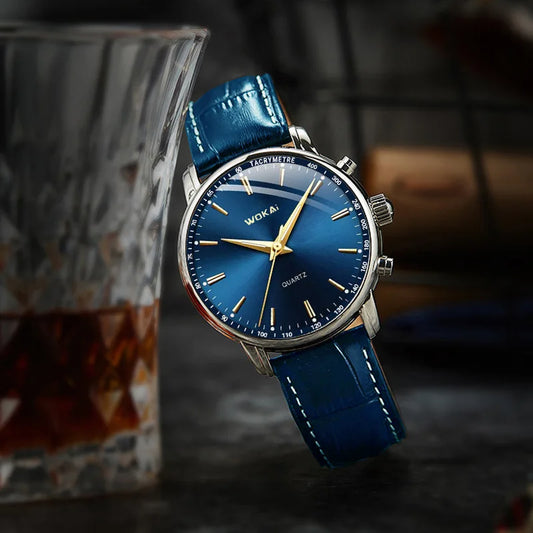 Mens Leather Strap Quartz Analog Watch