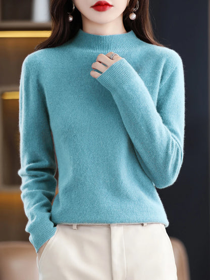 2025 Womens 100 Pure Wool Cashmere Sweater Turtleneck Pullover Loose Fit High Neck Knit Top For Autumn Winter Large Size