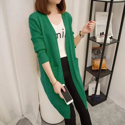 V-Neck Long Knit Cardigan for Women – 2025 Y2K Harajuku Style