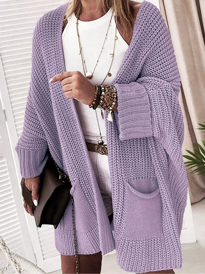 Women Sweater Midi Cardigans Autumn Winter 2025 Knitted Jackets Long Sleeve Korean Loose Hooded Coats Oversized Casual Basic New