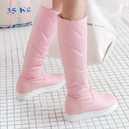 Warm Leather Snow Womens Knee High Boots Shoes