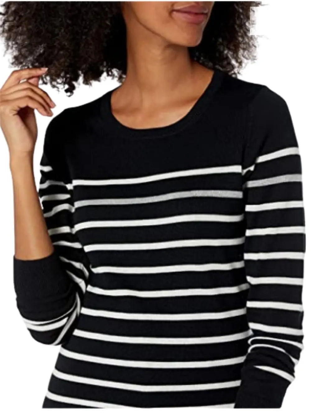 Winter Black And White Stripe Women Loose Sweater
