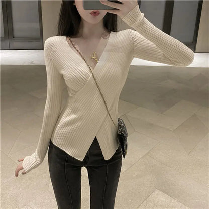 Womens V Neck Slim Fit Sweaters