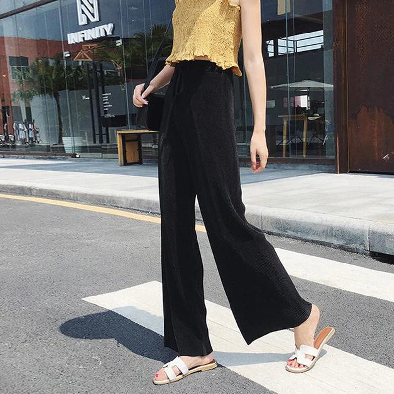Flowy Teal Pleated Wide-Leg Pants for a Coastal Vacation Mood