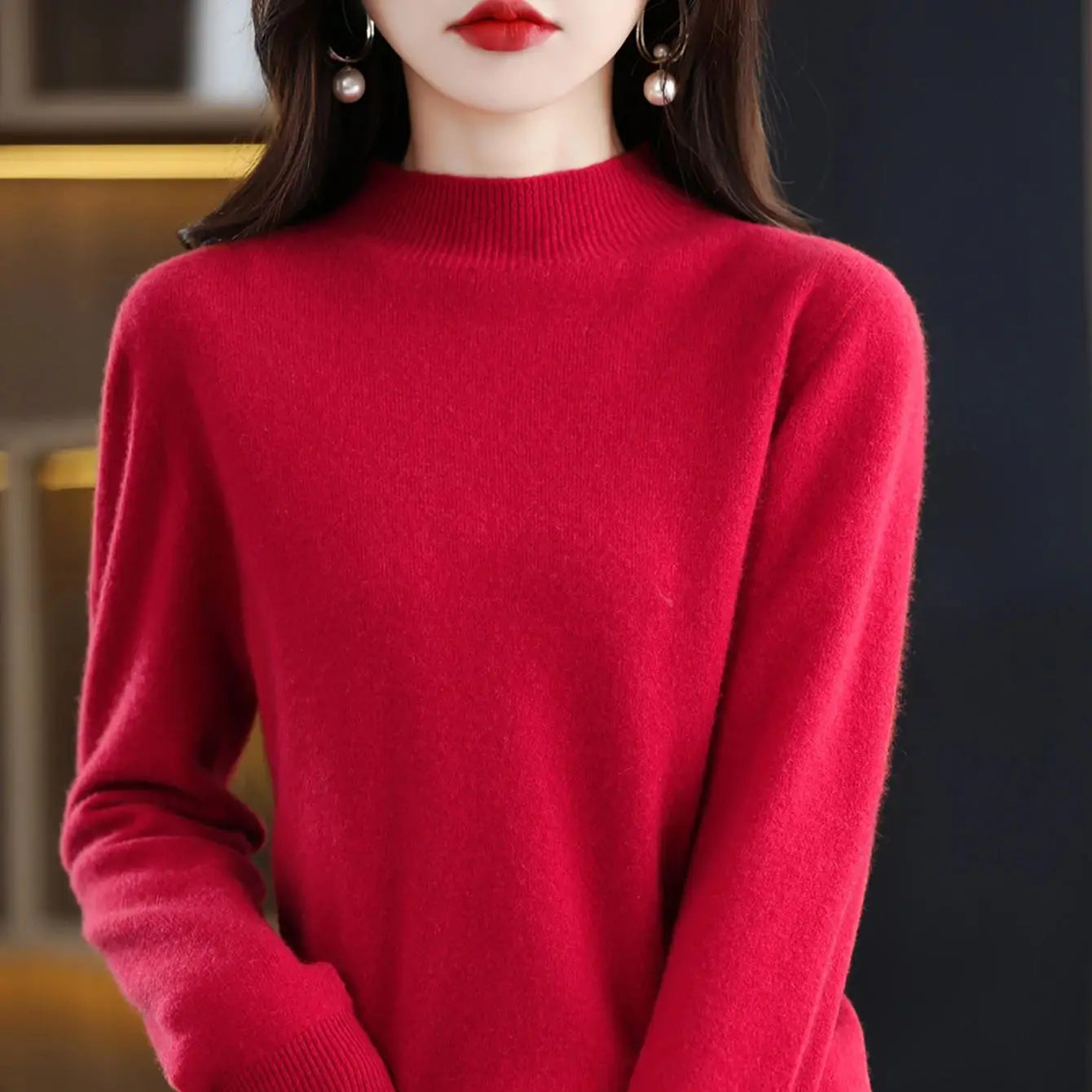 2025 Womens 100 Pure Wool Cashmere Sweater Turtleneck Pullover Loose Fit High Neck Knit Top For Autumn Winter Large Size