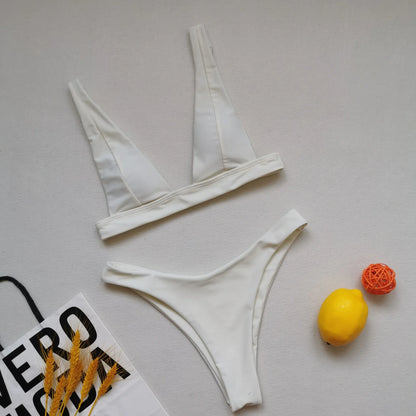 V Neck Blue One Piece Women Bikini