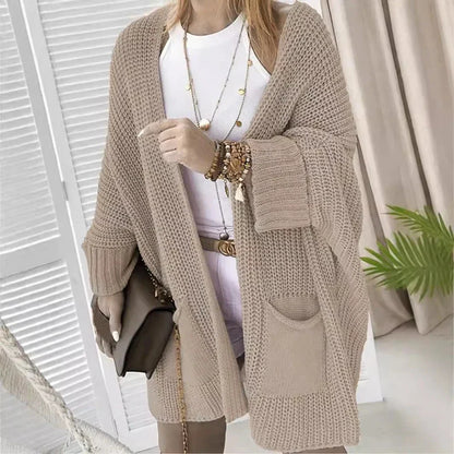 Women Sweater Midi Cardigans Autumn Winter 2025 Knitted Jackets Long Sleeve Korean Loose Hooded Coats Oversized Casual Basic New
