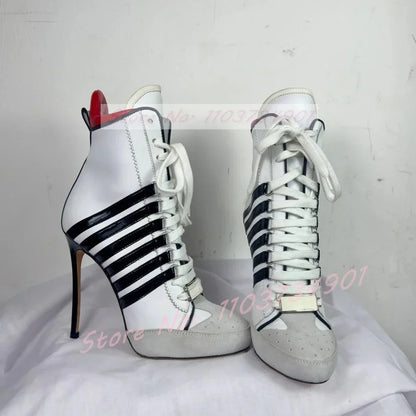Lace Up Decorated Design High Heel Women Luxury Boots
