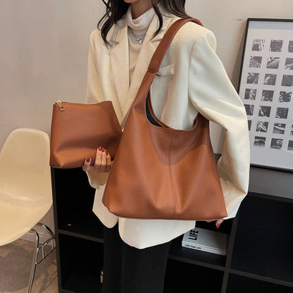 Designer High Capacity Shoulder Bag Simple Solid Color Tote For Women