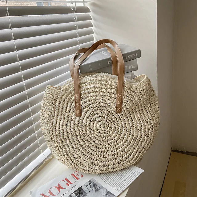 Large Capacity Summer Round Straw Bags For Women