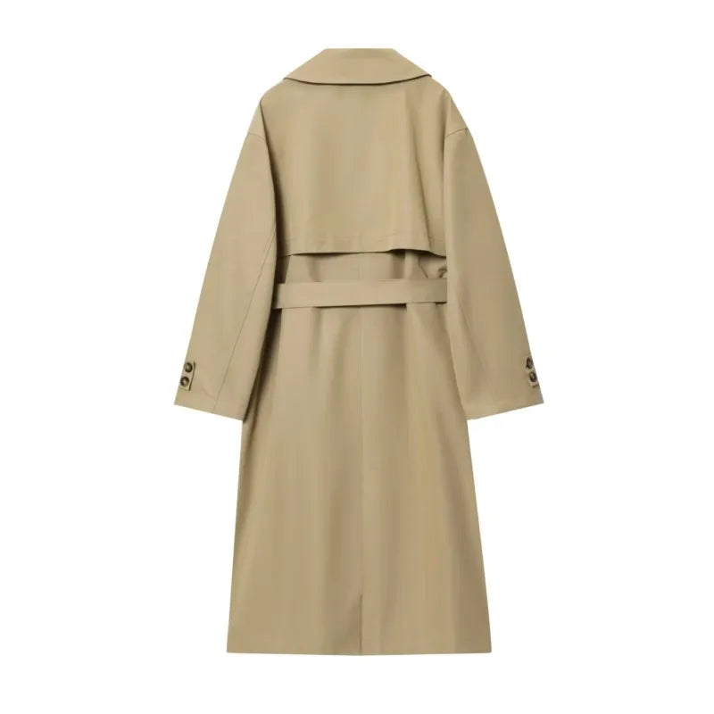 Double Breasted Windproof Women Vintage Long Trench Coats