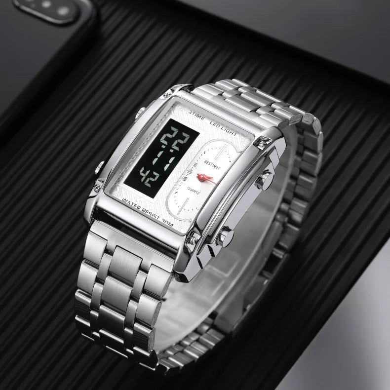 Mens Stainless Steel First Class Analog Dress Watches