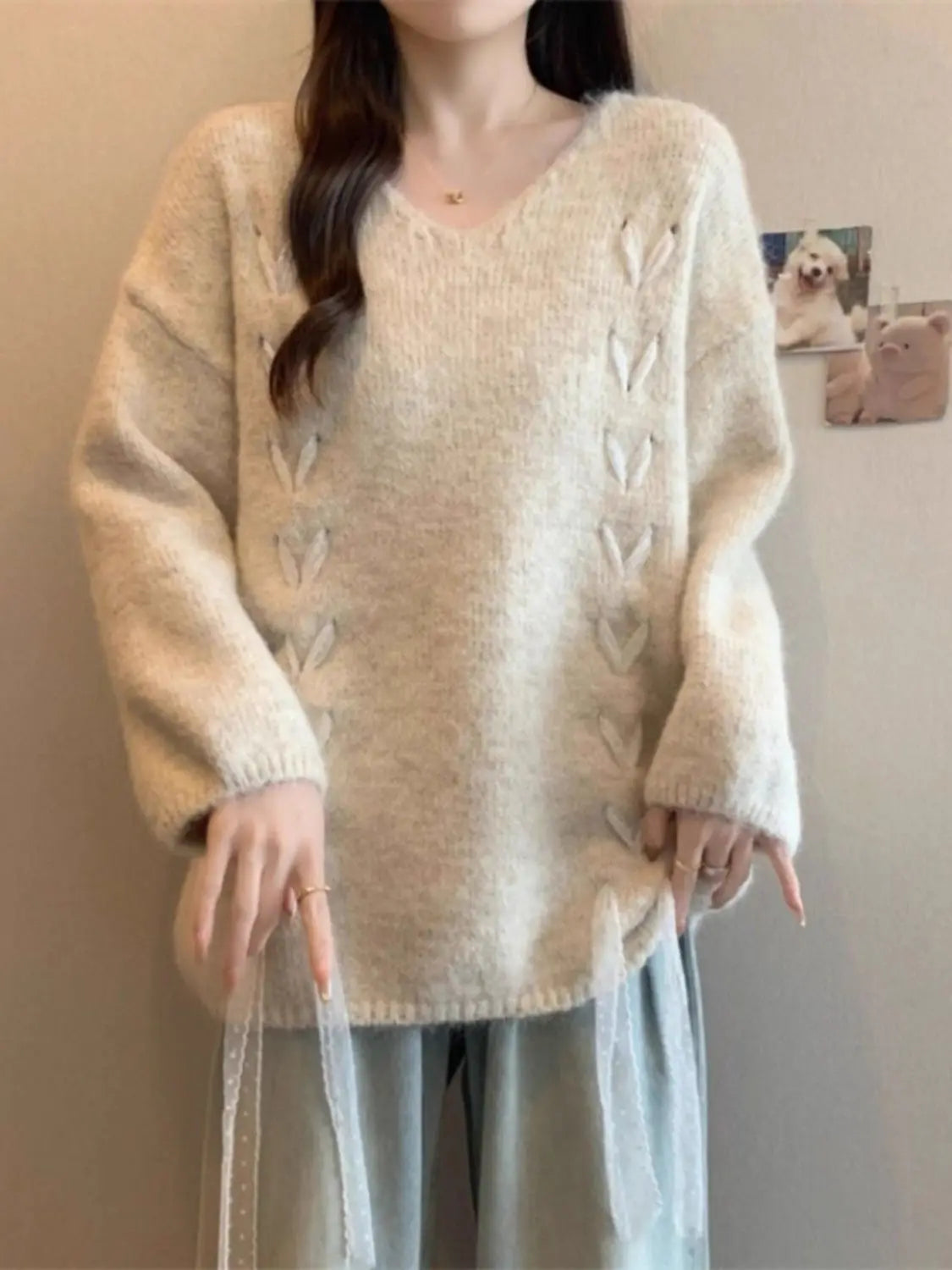 2025 Fall Winter White Knitted Sweater For Women Fashion Sweatshirt Luxury Designer Knit Pink Elegant Tops
