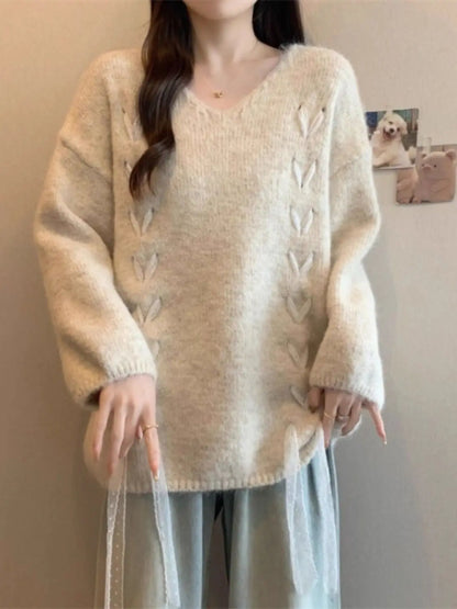 2025 Fall Winter White Knitted Sweater For Women Fashion Sweatshirt Luxury Designer Knit Pink Elegant Tops