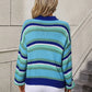 2024 Autumn/Winter Women's Striped O-Neck Sweater: O-Neck, Long Sleeves, Oversized Fit