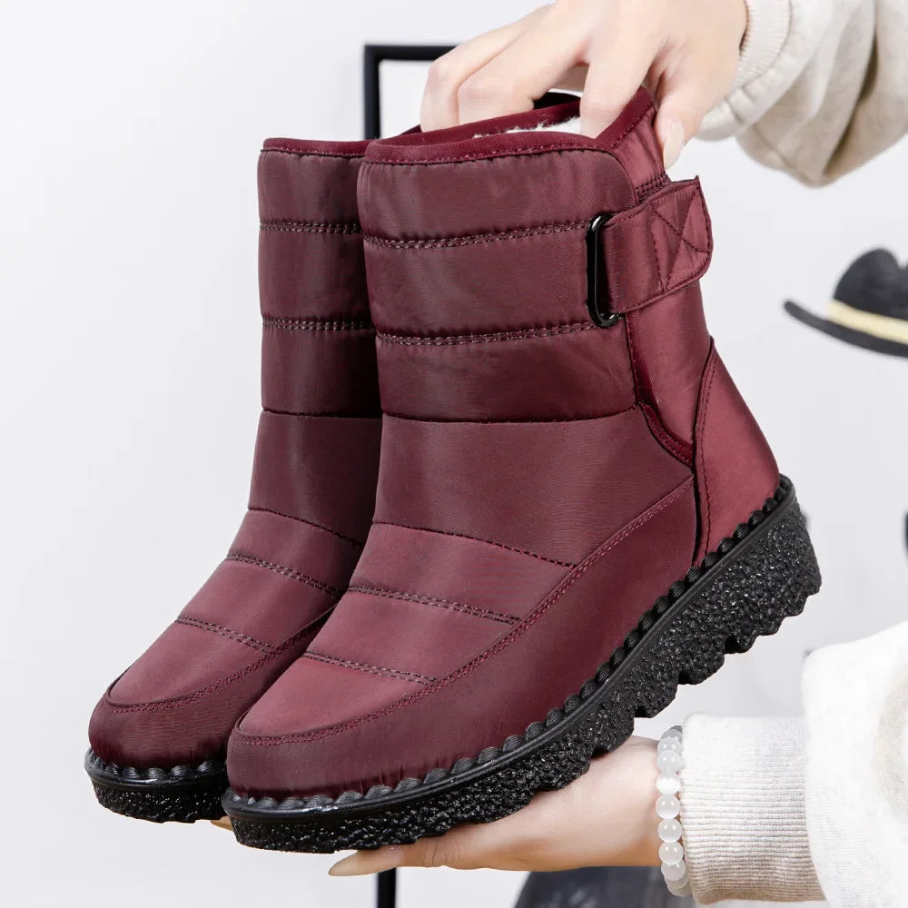 Plus Size Womens Boots Autumn Winter Ankle Flat Shoes Lace Up Retro Warm Booties Non Slip Mujer Botas