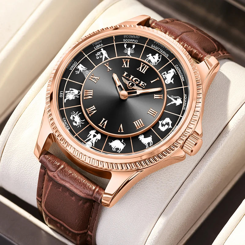 30m Water Resistance Genuine Leather Mens Luxury Quartz Watches