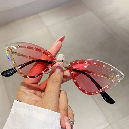 Vintage Rimless Cat Eye Sunglasses