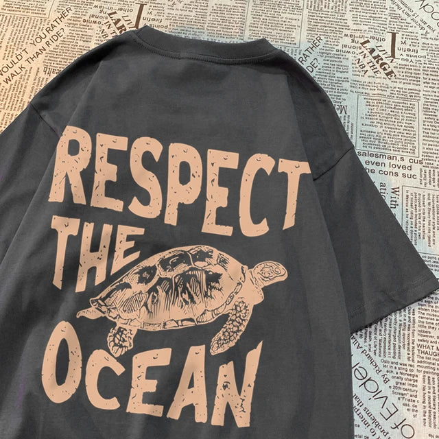 Respect The Ocean Green Turtle T-Shirts