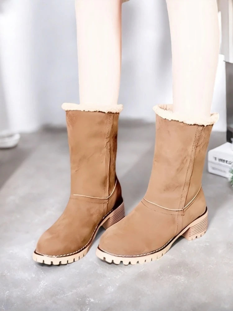 Women’s Winter Ankle Boots – Faux Suede Warm Plush Lined Casual Non-Slip Boots for Cold Weather