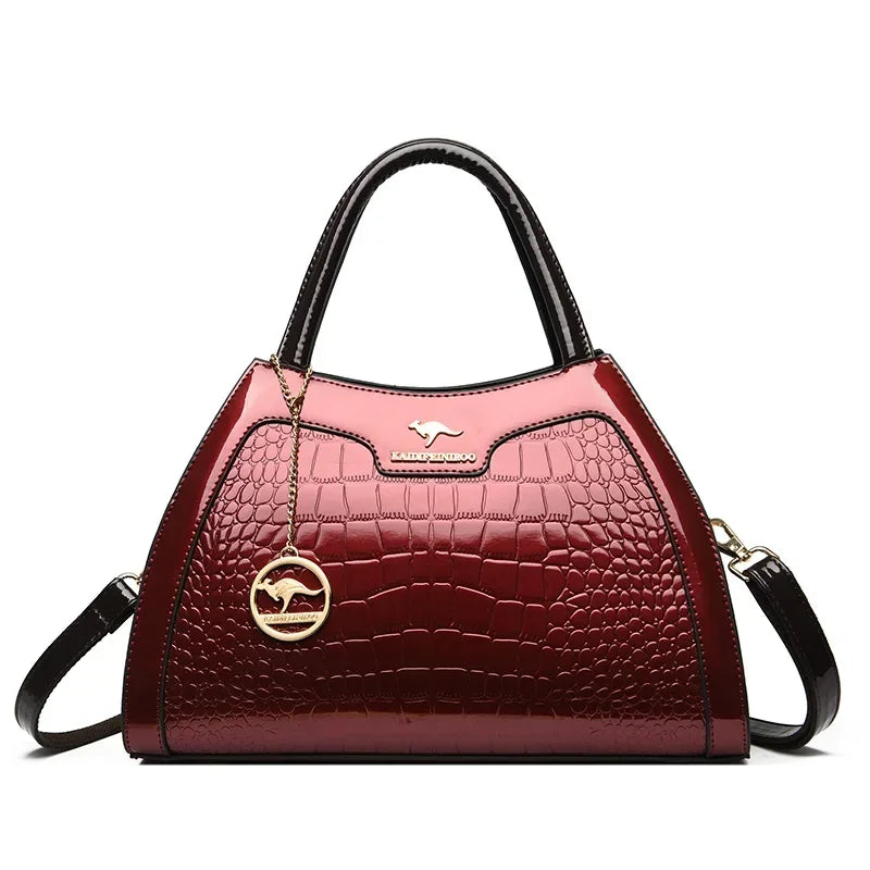 Sophisticated Edge: Crocodile-Pattern Designer Leather Handbag