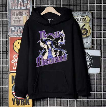 Womens Anime Style Flame Printed Winter Autumn Hoodie