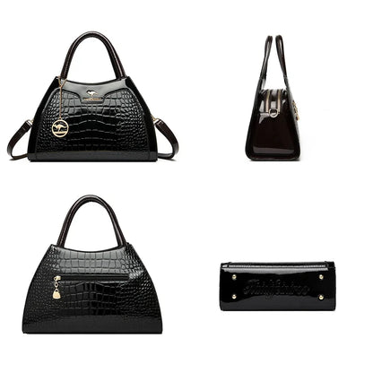 Sophisticated Edge: Crocodile-Pattern Designer Leather Handbag