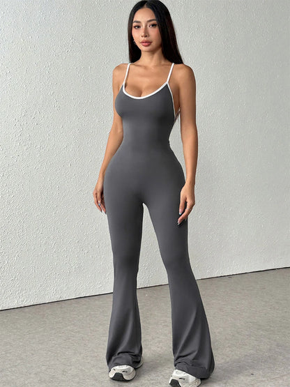 Contemporary Bold: Skew-Collar Lace-Up Slim Jumpsuit
