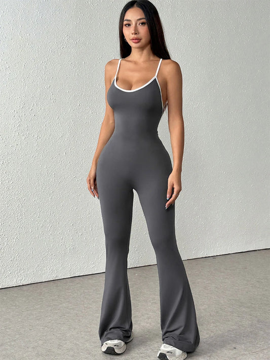 Fashion Casual High Street Slim Jumpsuit Sexy Skew Collar Backless Sleeveless Lace Up Romper For Spring Summer
