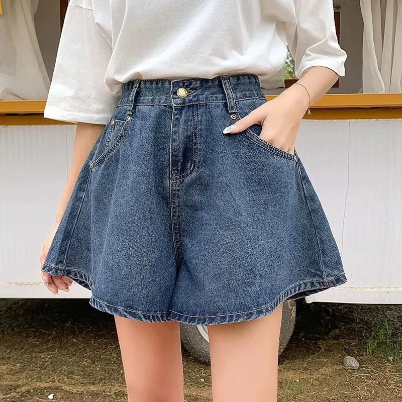 Streetwear Fashion Wide Leg Denim Shorts