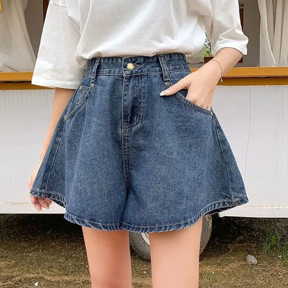 Streetwear Fashion Wide Leg Denim Shorts