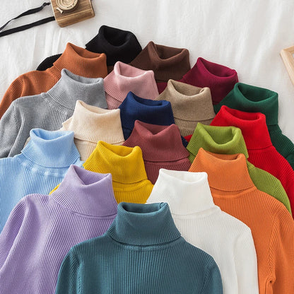Timeless Basic: Solid Cashmere-Blend Turtleneck Jumper