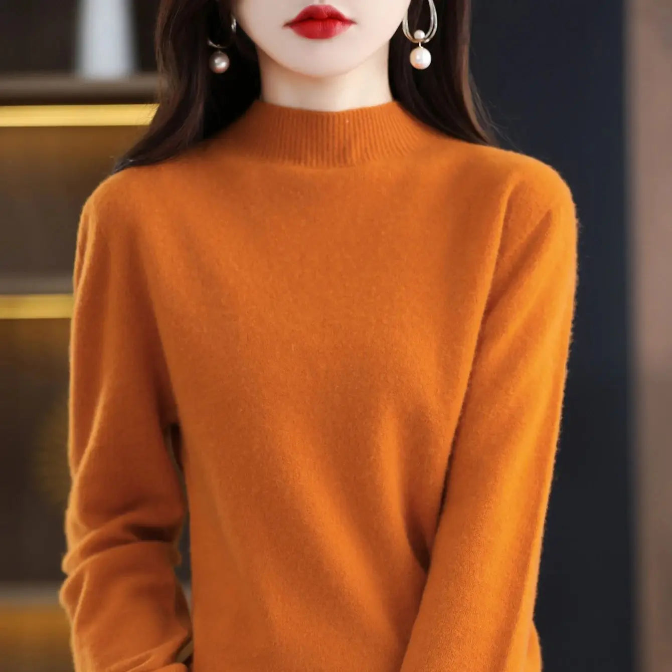 2025 Womens 100 Pure Wool Cashmere Sweater Turtleneck Pullover Loose Fit High Neck Knit Top For Autumn Winter Large Size
