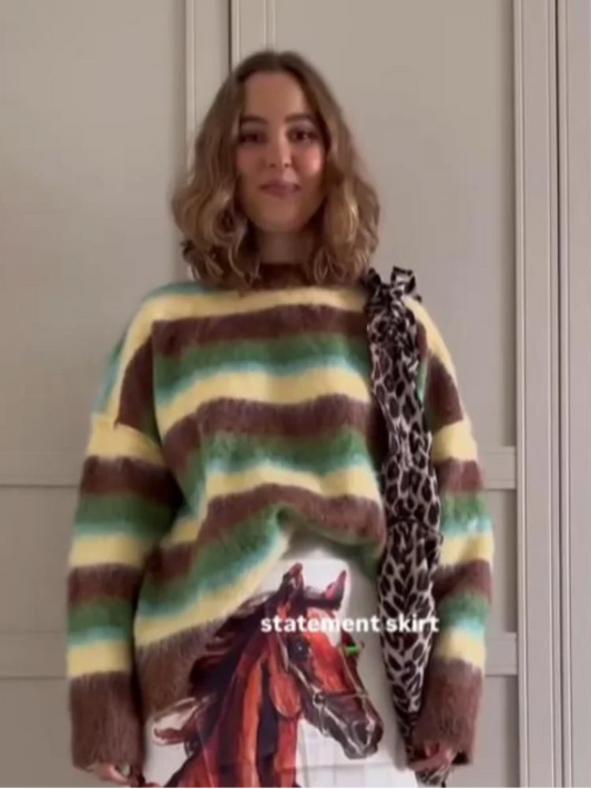 New Autumn Winter Fashion Chic Striped Sweaters For Women